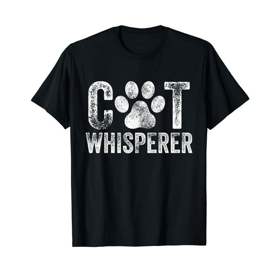 Cat Whisperer Funny Kitten Fur Mom Dad Lover Vintage Retro Black T-Shirt