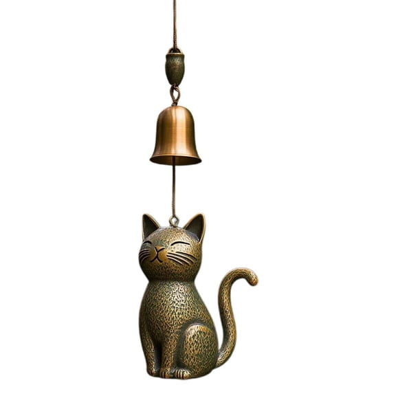 Cat Wind Chime, Handmade Retro Cat Wind Chime for Outside, Memorial Windchime for Cat Lovers, Outdoor Cat Statue Themed Gifts, Hanging Memorial Ornaments Windchimes Bell Yard Home Porch Decorations