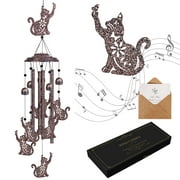 Cat Wind Chimes for Outdoor, 35" Unique Wind Chime Gifts for Women, Memorial Wind Chimes Gifts for Mom, Patio, Porch, Garden Decor or Thanksgiving Christmas Memorial Gifts