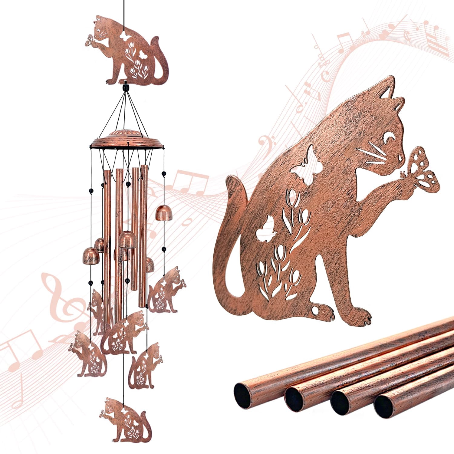 Cat Wind Chimes for Outside,Cat Gifts for Women/Men/Sympathy Gift ...