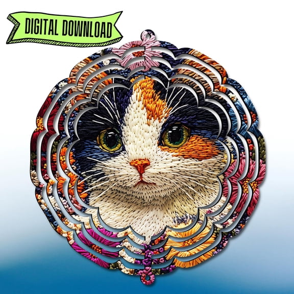 Cat Wind Spinner 10 Inch Metal Double-Sided Rotating Wind Spinner - Vibrant Design for Garden Outdoor Decor, Patio Yard Art, Durable Aluminum, Rotating