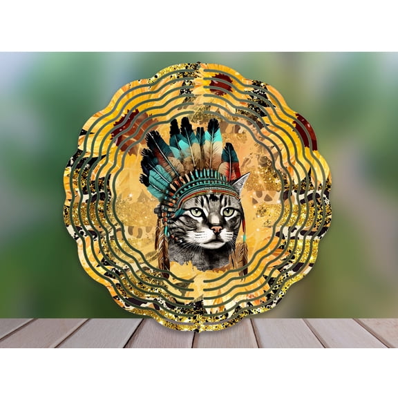 Cat Wind Spinner 10 Inch Metal Double-Sided Rotating Wind Spinner - Vibrant Design for Garden Outdoor Decor, Patio Yard Art, Durable Aluminum, Rotating