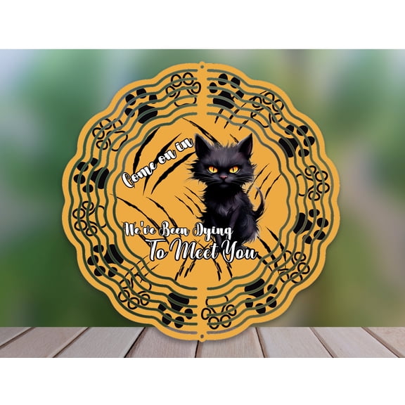 Cat Wind Spinner 10 Inch Metal Double-Sided Rotating Wind Spinner - Vibrant Design for Garden Outdoor Decor, Patio Yard Art, Durable Aluminum, Rotating