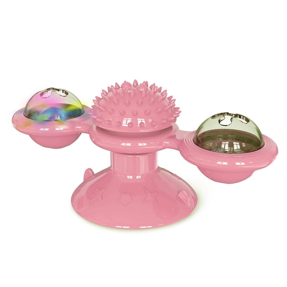 Cat Windmill Toy with Teeth Cleaner，Pink