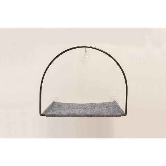 "Cat Window Hammock Bed with Strong Suction Cups, Soft Plush Perch for Indoor Cats, Gray, Holds Up to 30 lbs, Cordless Design"
