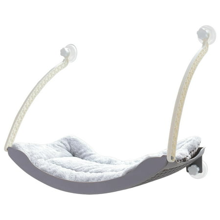 Cat Window Perch, Cat Hammock w/Fleece Blanket Screw Suction Cups Large Sturdy Cat Resting Seat Holds Large Cats Indoors Outdoors Gray