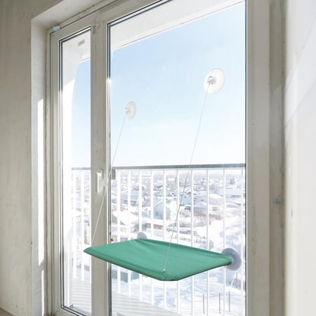 Cat Window Perch, Cat Window Hammock Cat Bed Window, Safety and Space Saving Window Mounted Cat Seat for Large Cats Sunbathing & Napping Green