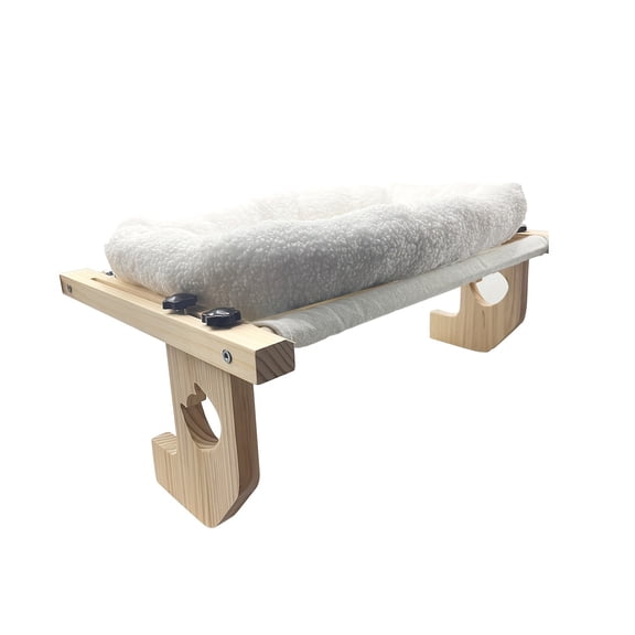 Cat Window Perch, Easy to Install & Adjustable, Heavy-Duty Strong Support, for Window Sills, Bedside, Drawers & Cabinets, Large Cozy Bed for Small Pets Sunbathing