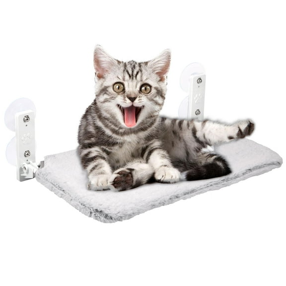 Cat Window Perch Foldable Cat Window Hammock with 4 Strong Suction Cups 40lbs Weight Capacity Cat Window Bed with Steel Frame 20.5×11.8×6.9 Inch Cat Window Shelf Plush Cat Seat for Cat Kitten