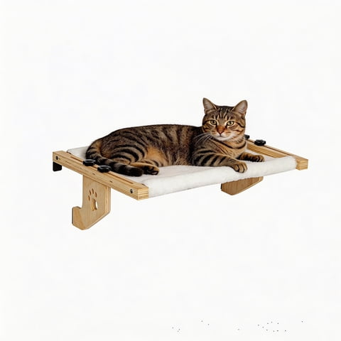 Behome Cat Window Perch, Window Hammock for Cats, Sturdy Hammock Window Seat with Cushion Bed Cover, Indoor Cat Bed