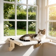 Behome Cat Window Perch, Window Hammock for Cats, Sturdy Hammock Window Seat with Cushion Bed Cover, Indoor Cat Bed