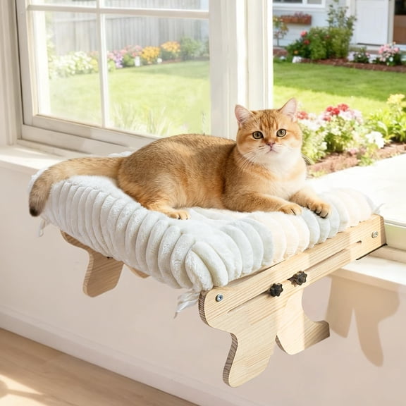 Cat Window Perch Ice White Large Hammock Bed For Indoor Cats Adults And Kittens