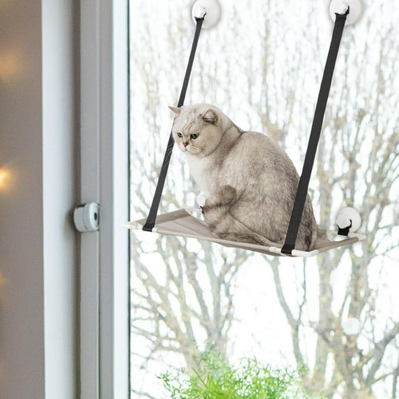 Cat Window Perch Mesh Suction Cup Hanging Resting Seat Cat Bed for Large Cat Gray