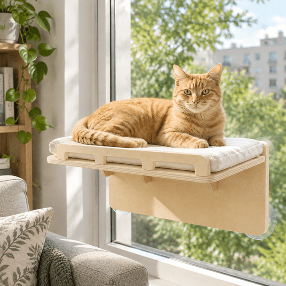 Cat Window Perch With Rail Wood Hammock Bed For Cats