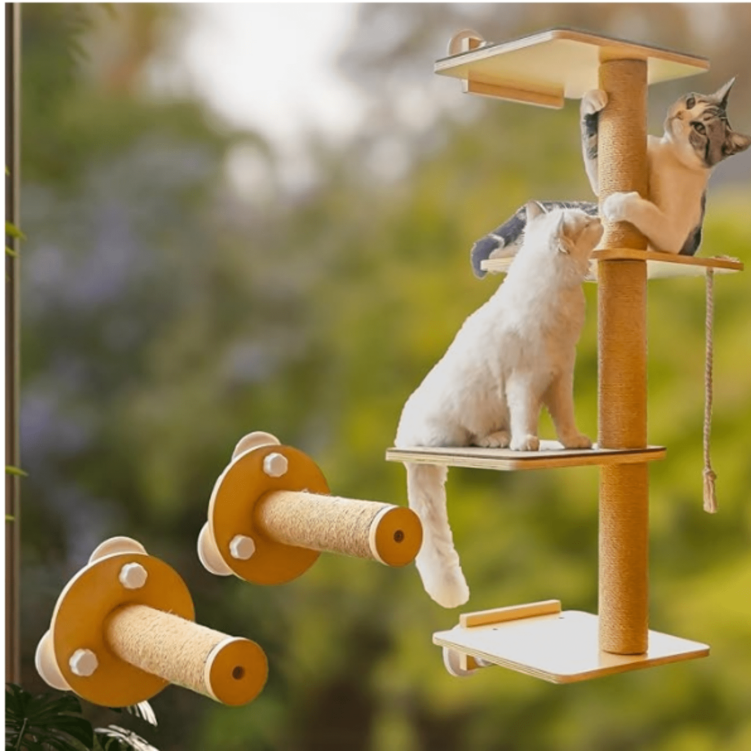 Cat Window Perch and Cat Wall Shelves 2 in 1 Cat Scratching Activity ...
