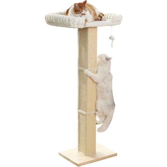 Cat Window Perch with Tall Scratching Posts, Inside 46" Climbing Tree Hammmock Mounted with Suction Cups for Sleeping,Playing and Watching Birds