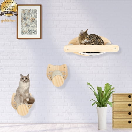 Cat Window Seat Bed w/ Removable Mat Cat Window Perch Hammock Indoor Wood Plat