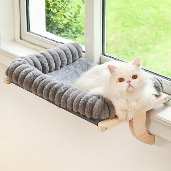 Cat Window Sill Perch Grey Large(24.4''x15'') Cushioned Pet Hammock