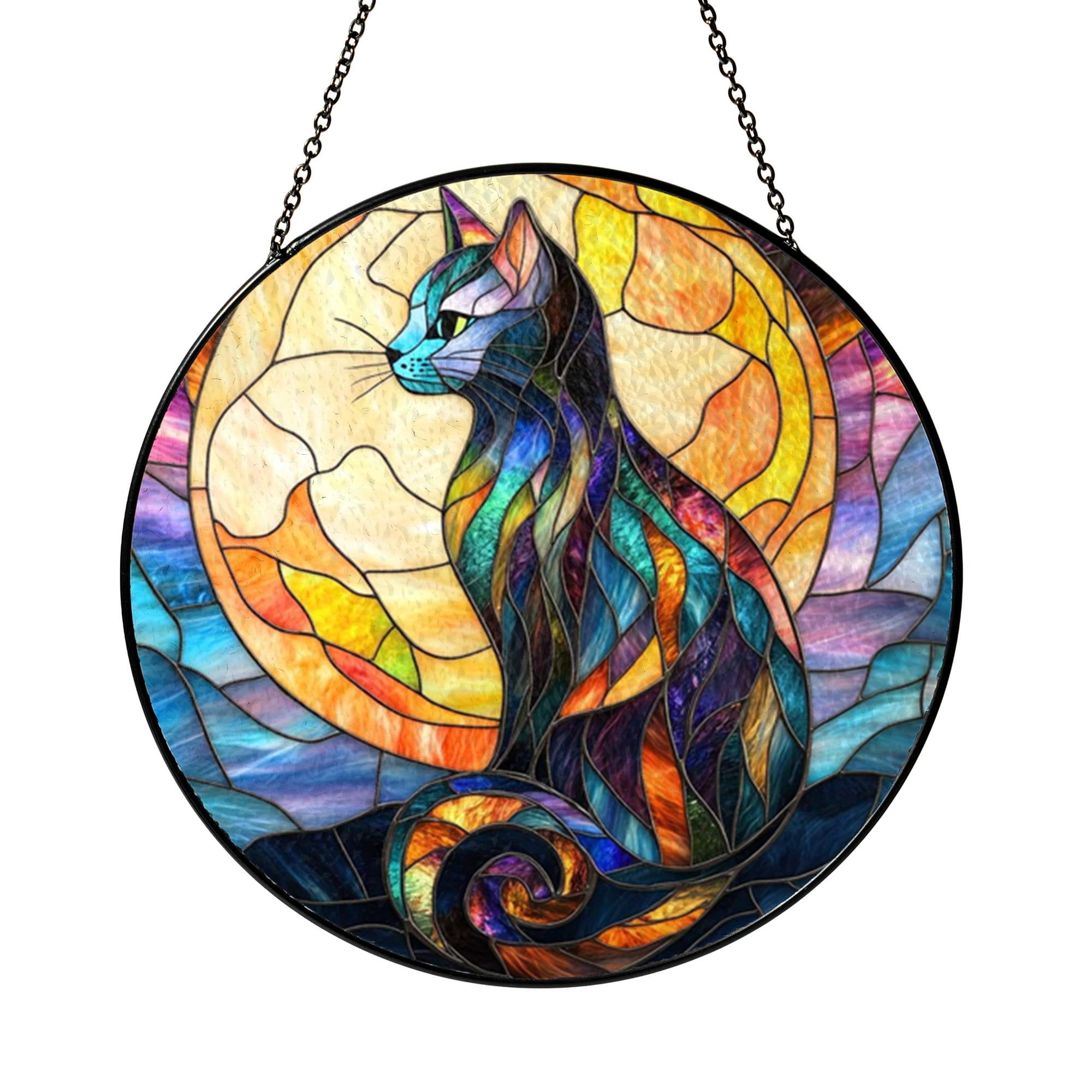 Cat Window Suncatcher with Stained Glass Look, Home Window Decor ...