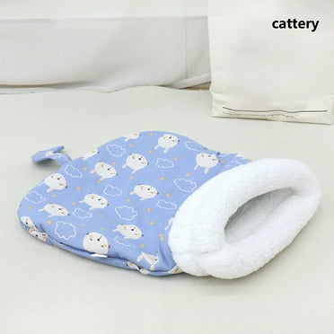 Cat Winter Sleeping Bag for Indoor Cats, Pet Soft Plush Large Cat Sack Self Warm Cat Bed, Cat Bed Cave, Soft Plush Large Cat Sack Self Warm Cat Bed, Pet Mat for Small Dogs (Blue)