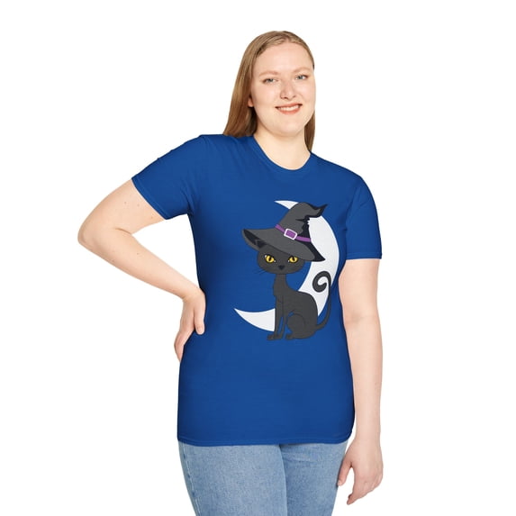 Cat Witch Hat, Gildan Unisex Softstyle T-Shirt, Graphic Tee, S-3XL