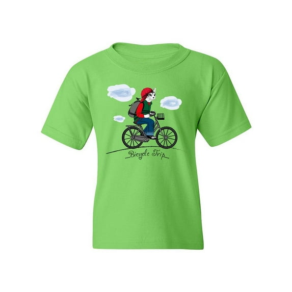 Cat With Bicycle T-Shirt Juniors -Image by Shutterstock, x-Large