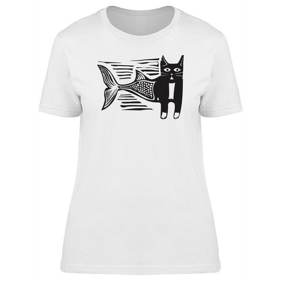 Cat With Fish Tail T-Shirt Women -Image by Shutterstock, Female Medium