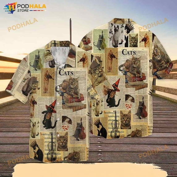 Cat With Friends Hawaiian Shirt - Walmart.com