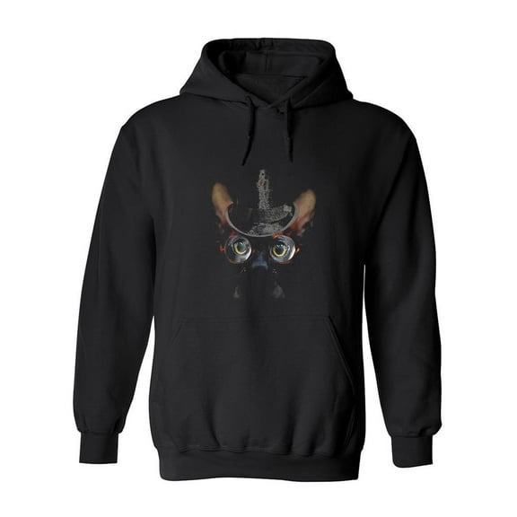 Cat With Hat And Glasses Hoodie Men -SPIdeals Designs, Male XX-Large