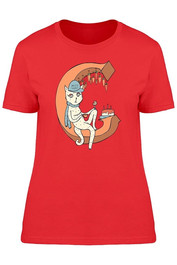 Cat With Letter C Tee Women's -Image by Shutterstock