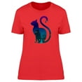 thumbnail image 1 of Cat With Night Town Silhouette T-Shirt Women -Image by Shutterstock, Female Small, 1 of 2