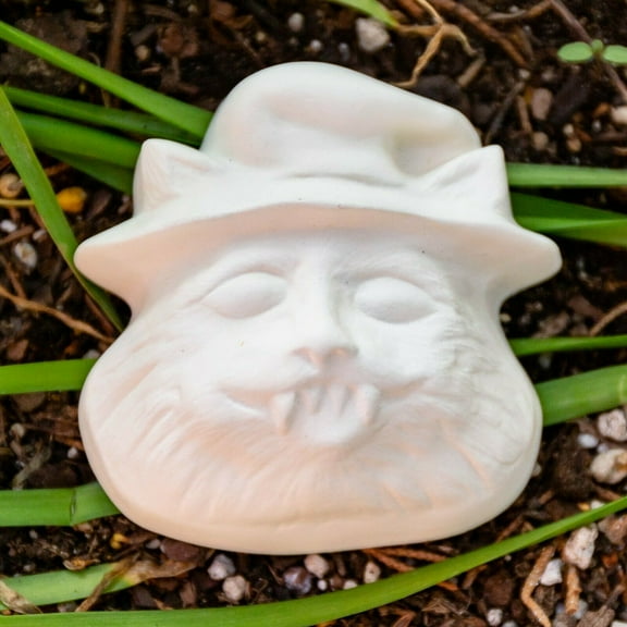 Cat With Witch Hat Head Halloween 3" STOCK Ceramic Bisque Ready To Paint Pottery