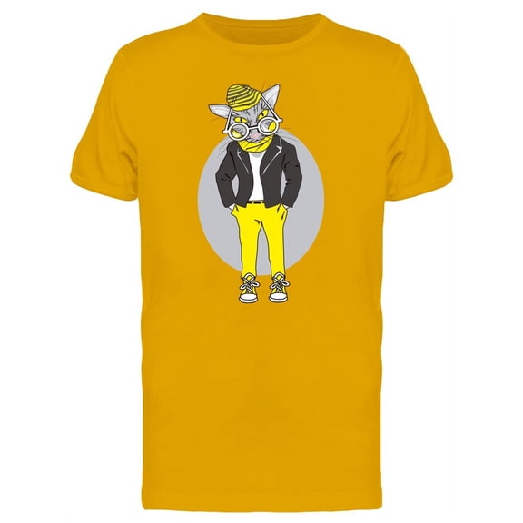 Cat With Yellow Fashion Tee Men's -Image by Shutterstock