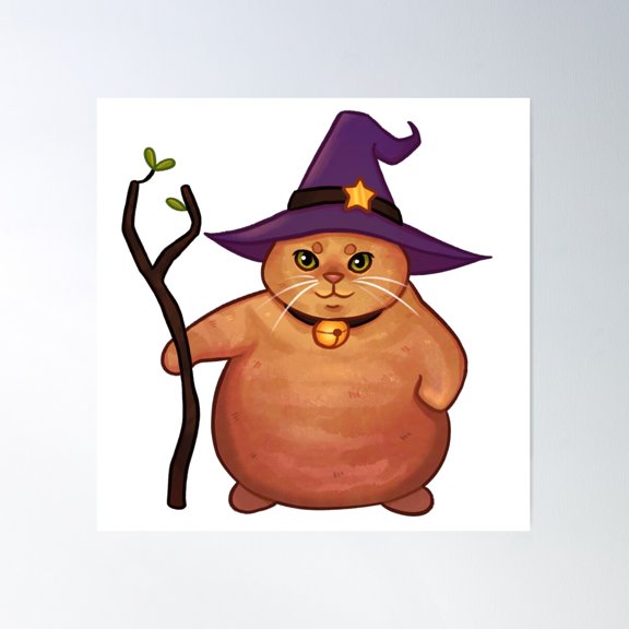 Cat Wizard Poster Wall Art, Modern Wall Decor For Living Room Bedroom, 24x24 UNFRAMED