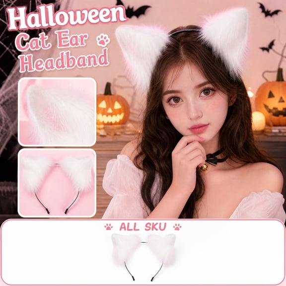 Cat Wolf Fox Dog Ears Headband Handmade Faux fur Cosplay Halloween Costume Party,Handmade Animal Furry Ears Hair Hoop,Realistic Animal Ear Costume Accessory for Party Anime Cos Lolita Dress Up