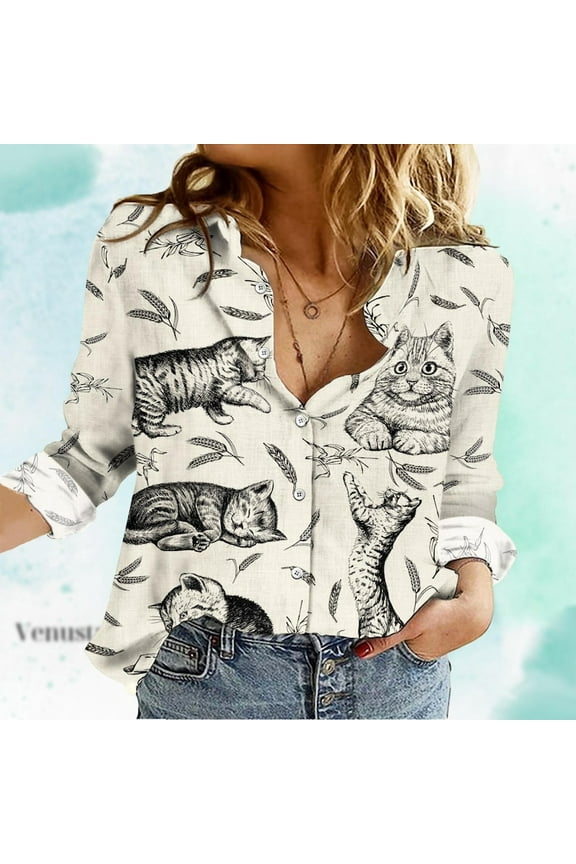 Cat Women Blouse Shirt, Cat Women Blouses, Black Cats Blouse Shirt, Cat Button Up Shirt, Cat Mom Shirt, Black Cat Shirt, Cat Blouse Blouse