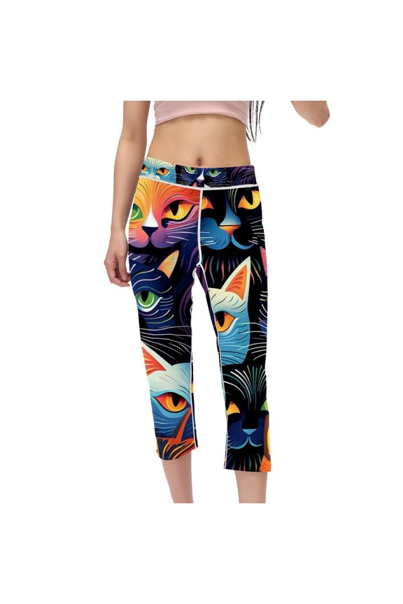 Cat Women Pants High Waist Capris Not See-Through Printed Suitable for Running Fitness Yoga Compression Leggings for Women Yoga Pants Womens Leggings