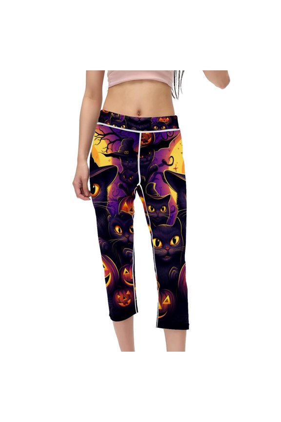 Cat Women Pants High Waist Capris Printed Gym Leggings Compression Leggings for Running Fitness Yoga Non-See-Through