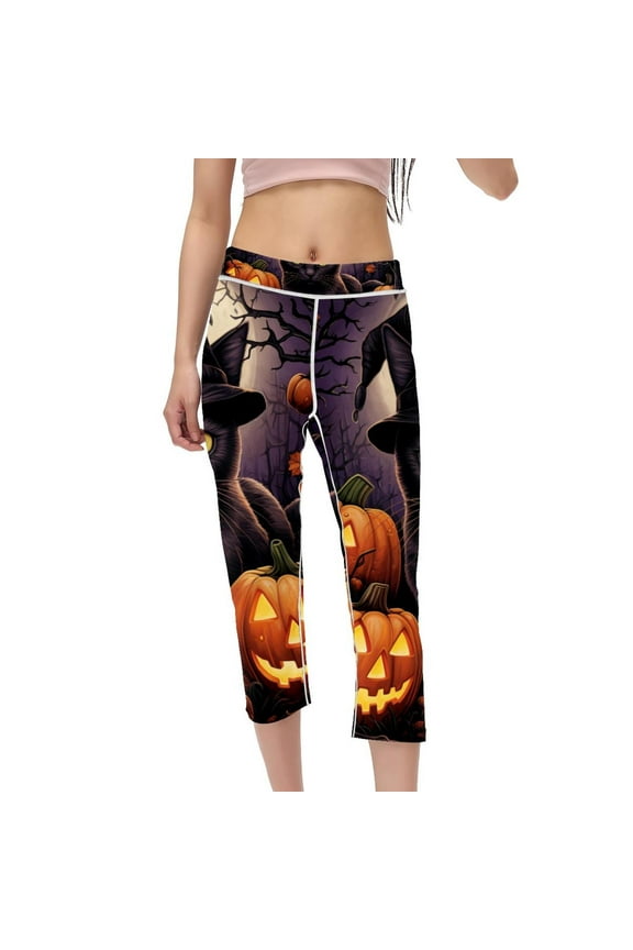 Cat Women's High Waist Capris Gym Leggings, Not See-Through Printed Pants for Running, Fitness, Yoga.