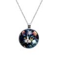 thumbnail image 1 of Cat Women's Round Glass Pendant Necklace, 1 of 5