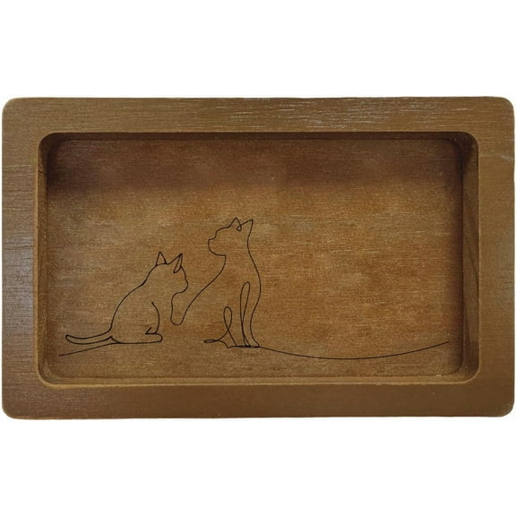 Cat Wood Bathroom Vanity Tray Mini Flat Jewelry Tray Perfume Tray Small Wooden Serving Platte