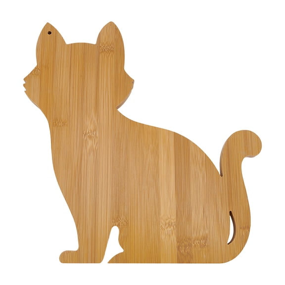 Cat Wood Cutting Board Craft Serving Tray for Home Kitchen Cooking Decor Sandy Brown 288x280x15mm DIY