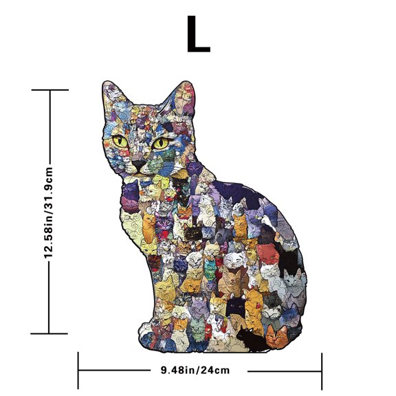 Cat Wooden Alien Jigsaw Puzzle, Irregular Shape, 1 Set, Original Stress Relief Decor Toy