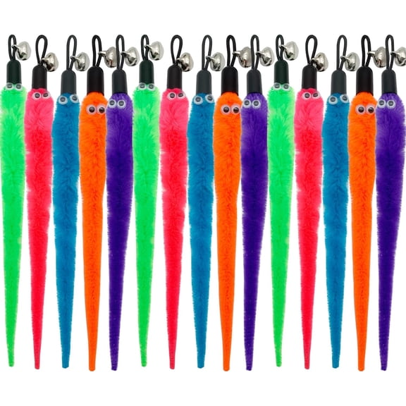 Cat Worm Toy Refills, 15 Pieces Cat Wand Attachments Worms Toy for Indoor Cats