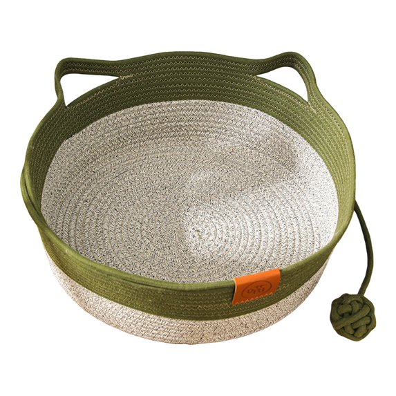 Cat Woven Cat Bed Rope Weaving Pet Handwoven Breathable Durable Natural Rattan Cats Sleeping With Toy Tail For Small&Large Cat & Dog Camera Pet Feeder for outside Pole Mount Pet Feeders for Outdoors