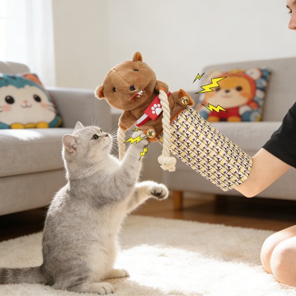 Cat Wrestling Glove Cats Puppet Wrestler with Tough Padding for Safe Interactive Play Cat Wrestling Toy Puppet with Cats Teaser and Bell for Boredom Busting Training and Exercise