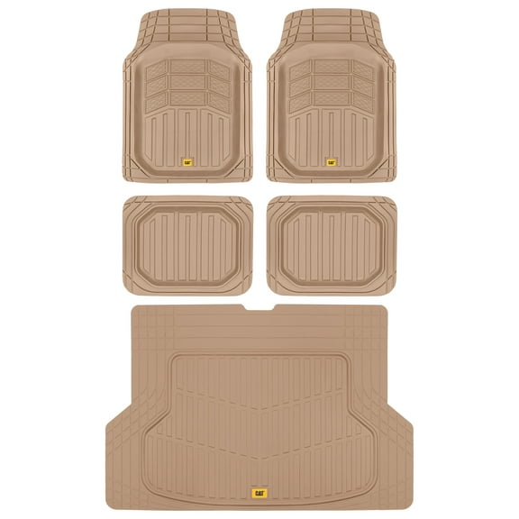 Cat XL Series Heavy Duty Rubber Floor Mats & Cargo Trunk Liner for Car SUV Van Sedan, Beige