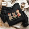 thumbnail image 1 of Cat Xmas Embroidered Sweatshirt, Meowy Christmas Embroidery Shirt, Cute Cat Mom Stitch Top, Holiday Cat Lover Gift for Women, 1 of 5