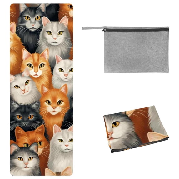 Cat Yoga Blanket with Storage Bag, 72.8"x26.8" - Yoga, Pilates, and Fitness - Includes Yoga Towel and Mat Towel