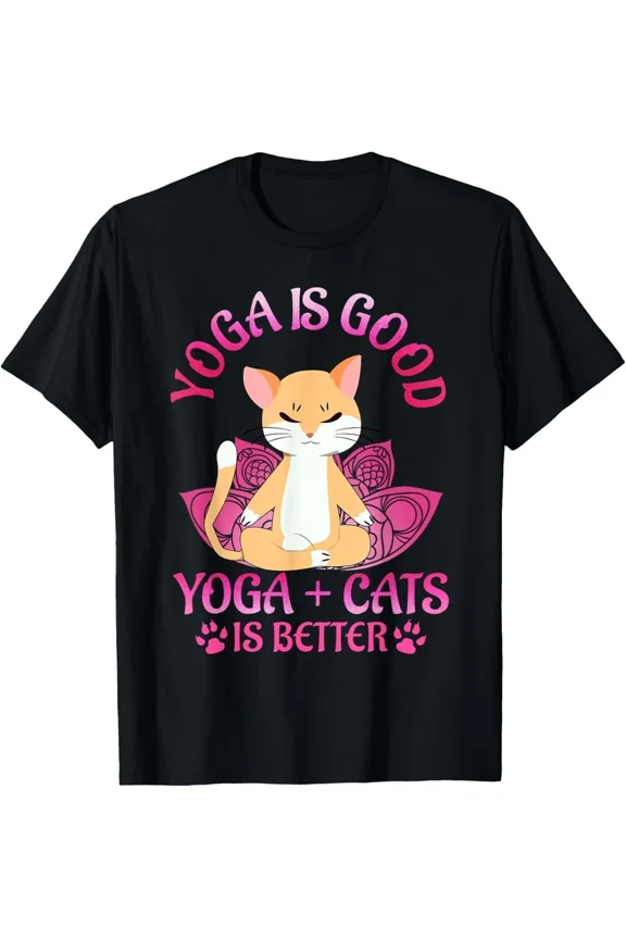 Cat Yoga Class Womens Workout Yogi Meditation Fun Unisex T-Shirt , up to Size 5XL